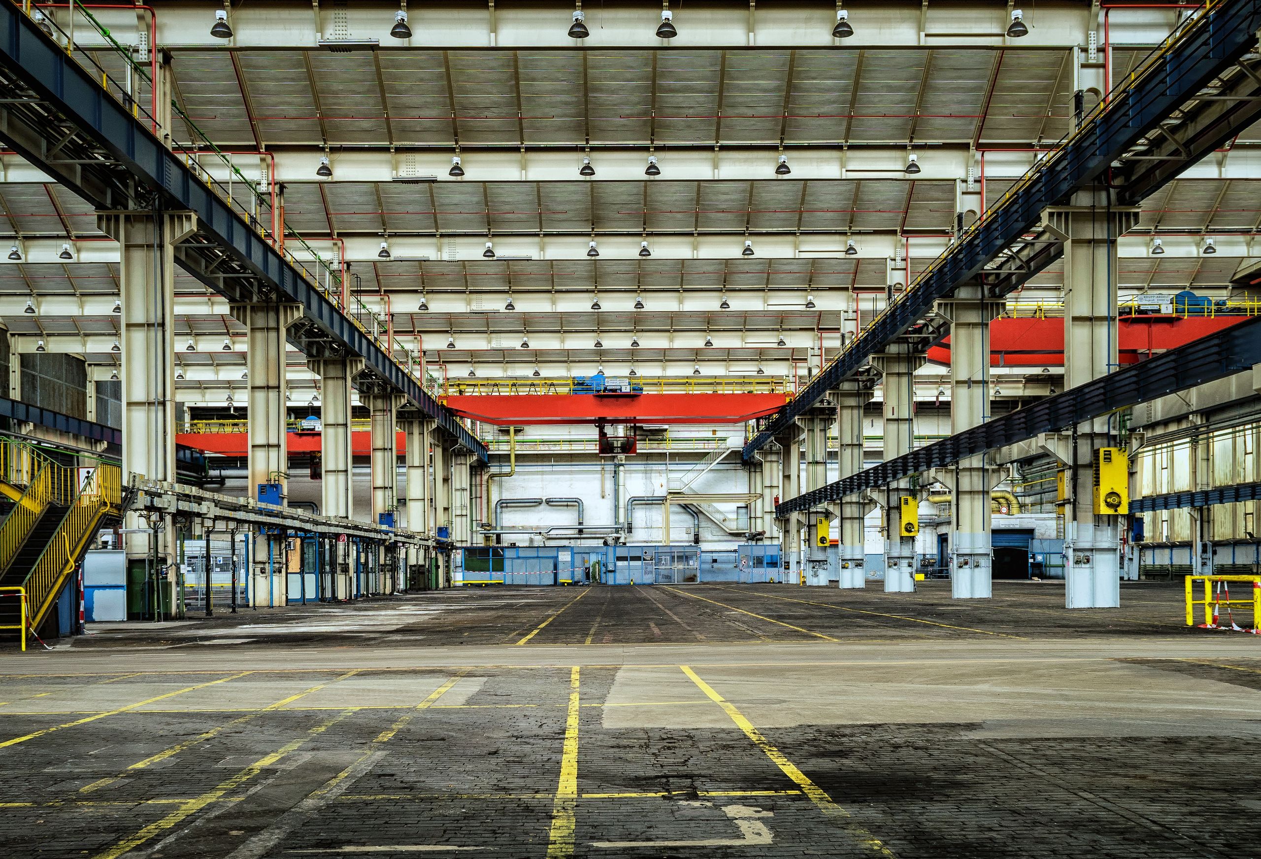 Industrial plant floor with heavy machinery